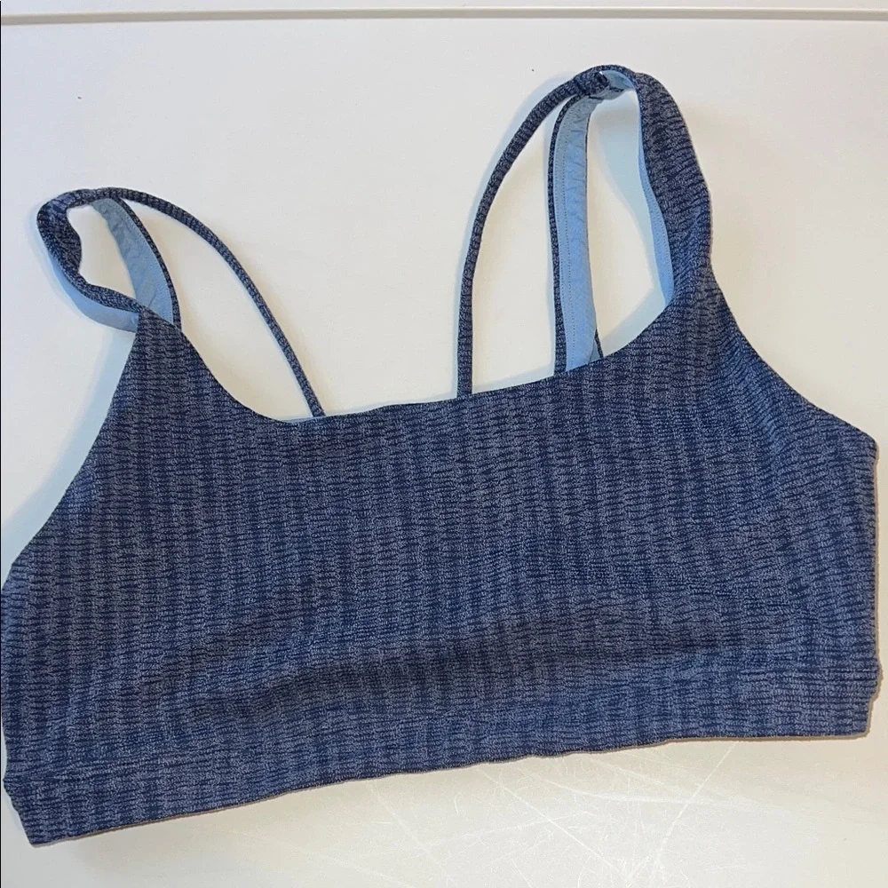 Athleta Textured Navy Sports Bra Large